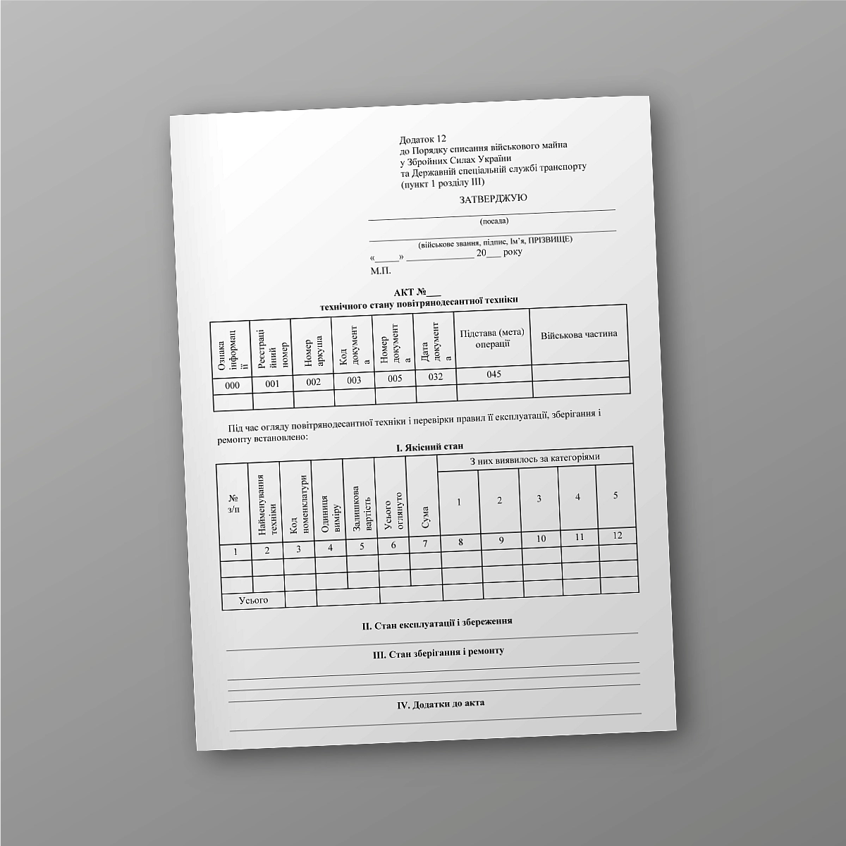 Technical condition report of airborne equipment | PrintTo: