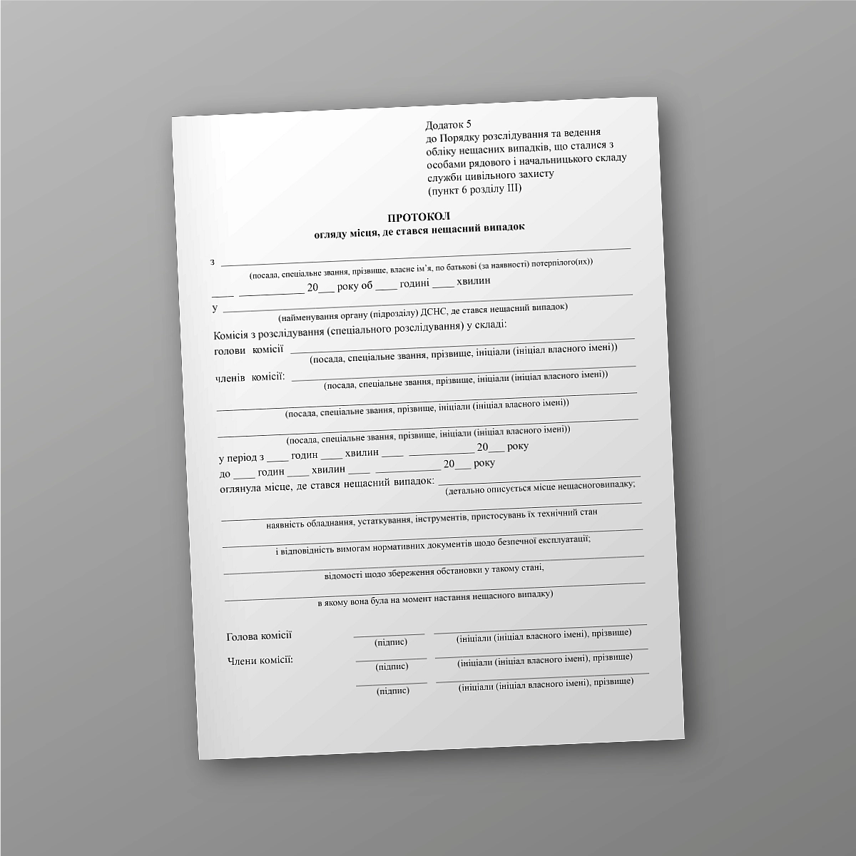 Accident scene inspection report | PrintTo: