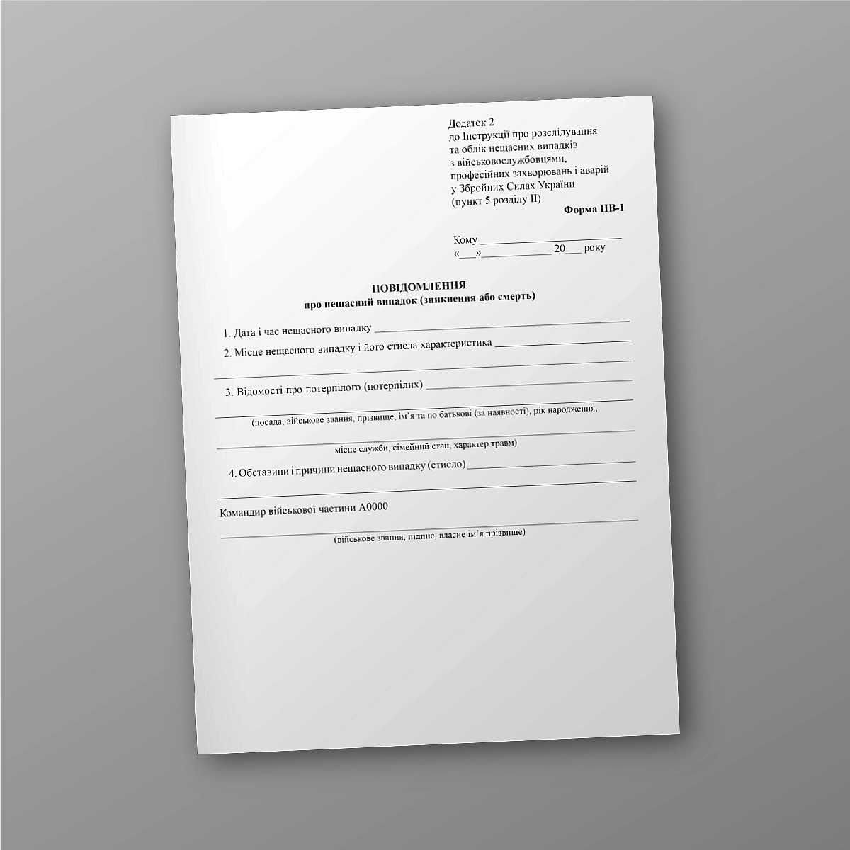 Accident report (disappearance or death) | PrintTo: