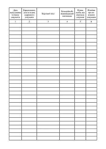 Journal of registration of incoming documents | PrintTo: Журнал реєстрації вхідних документів, наказ 40 на Printto.ua