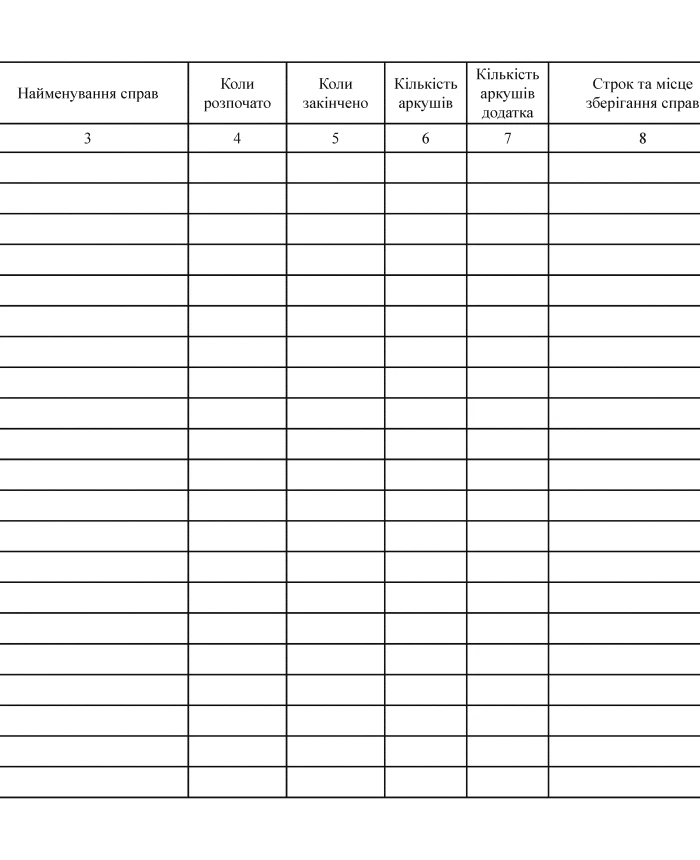 Inventory log of cases that are in archival storage | PrintTo:
