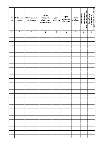 Journal of training of personnel on vacation and business trips | PrintTo: Журнал инструктажа личного состава, убывающих в отпуск, командировки на Printto.ua