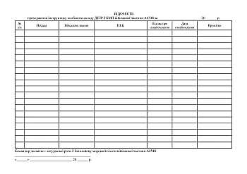 Notice of briefing on the prohibition of photo and video recording of military equipment, personnel, places of permanent and temporary deployment | PrintTo: Відомість проходження інструктажу щодо заборони фото, відео фіксації військової техніки, особового складу, місць постійної та тимчасової дислокації на Printto.ua