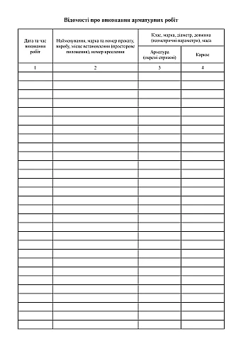 Reinforcement work execution log | PrintTo: Журнал выполнения арматурных работ на Printto.ua