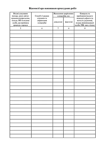 Reinforcement work execution log | PrintTo: Журнал выполнения арматурных работ на Printto.ua