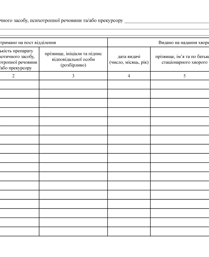 Journal of registration of selected biological materialJournal of registration of narcotic drugs, psychotropic substances and precursors at the posts of departments of medical and preventive healthcare institutions | PrintTo: Journal of registration of selected biological materialJournal of registration of narcotic drugs, psychotropic substances and precursors at the posts of departments of medical and preventive healthcare institutions | PrintTo: