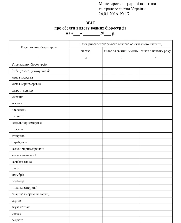 Report on the volume of catch of aquatic biological resources | PrintTo: