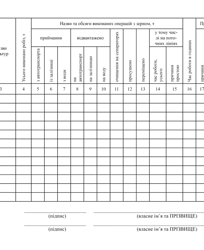Log of operation of the elevator and mechanized grain storage facilities (RBO, SOB, MOB) | PrintTo: Log of operation of the elevator and mechanized grain storage facilities (RBO, SOB, MOB) | PrintTo: