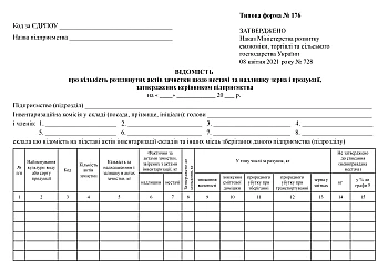 Відомість про кількість розглянутих актів зачистки щодо нестачі та надлишку зерна і продукції, затверджених керівником підприємства на Printto.ua