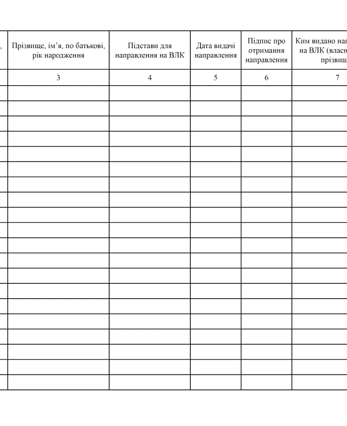 Journal of referrals for medical examination of candidates for military service, conscripts, servicemen of the Foreign Intelligence Service of Ukraine and members of their families | PrintTo: Journal of referrals for medical examination of candidates for military service, conscripts, servicemen of the Foreign Intelligence Service of Ukraine and members of their families | PrintTo: