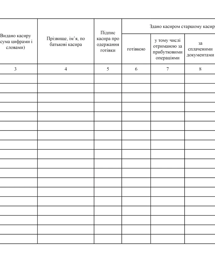 Book of accounting for cash issued and received by the senior cashier | PrintTo: