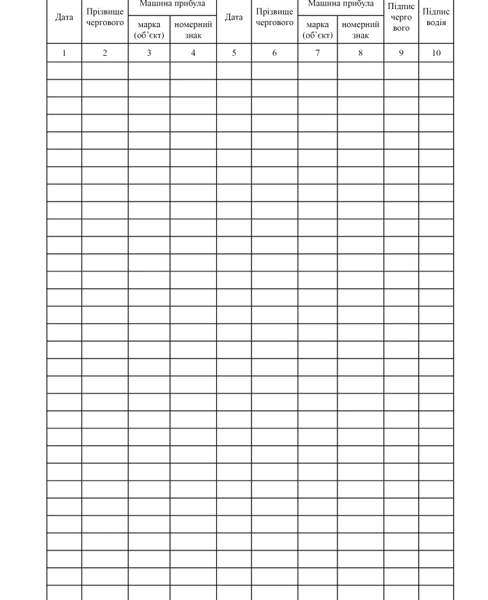 Vehicle arrival and departure log | PrintTo: Vehicle arrival and departure log | PrintTo: