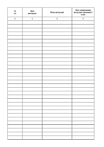 Logbook of instructions on fire safety measures | PrintTo: Журнал реєстрації інструкцій про заходи пожежної безпеки на Printto.ua