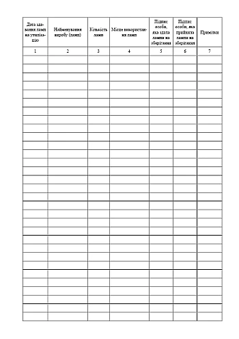 Logbook of used fluorescent lamps | PrintTo: Журнал обліку відпрацьованих люмінесцентних ламп на Printto.ua