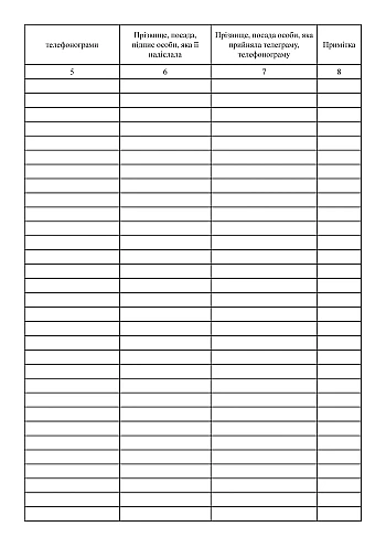 Journal of accounting of outgoing telegrams and phonegrams | PrintTo: Журнал учета исходящих телеграмм и телефонограмм на Printto.ua
