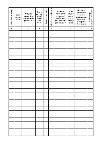 Accounting log of duplicated documents marked "For official use" на Printto.ua
