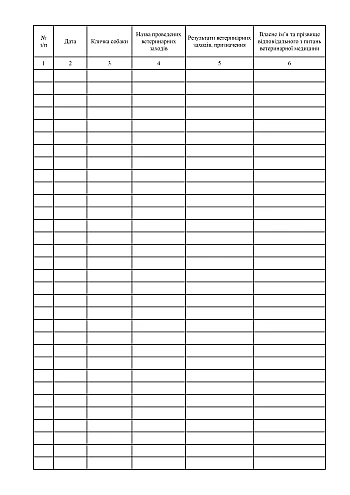 Veterinary measures logbook | PrintTo: Журнал обліку ветеринарних заходів на Printto.ua