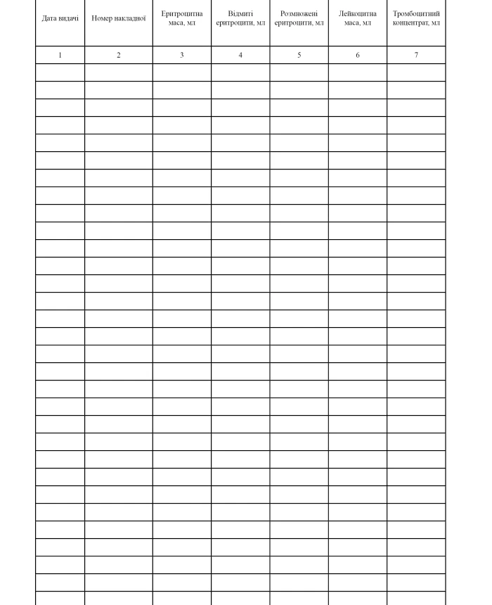 Logbook for recording the issuance of blood components to medical institutions | PrintTo: