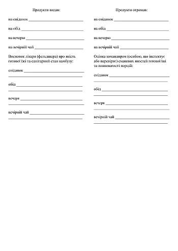 Spreadsheet for issuing products for cooking, 50 sheets | PrintTo: Раскладка-накладная на выдачу продуктов для приготовления пищи на Printto.ua