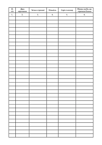 Journal of registration of issued (received) medical certificate forms for obtaining a permit (license) for a permit system facility | PrintTo: Журнал регистрации выданных (полученных) бланков медицинских справок для получения разрешения (лицензии) на объект разрешительной системы на Printto.ua