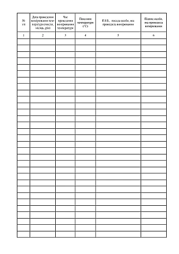 Refrigerator (freezer) temperature log | PrintTo: Журнал реєстрації температурного режиму в холодильнику (морозильній камері) на Printto.ua