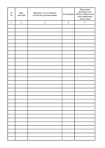 Logbook of accidents that occurred with students | PrintTo: Logbook of accidents that occurred with students на Printto.ua