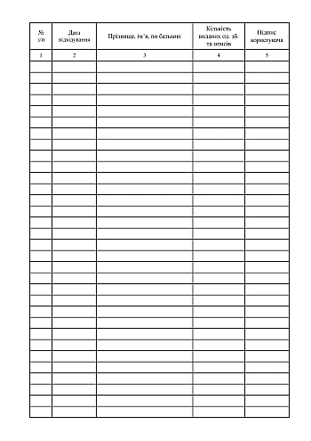 Log of visits by reading room users | PrintTo: Журнал регистрации посещений пользователями читального зала на Printto.ua
