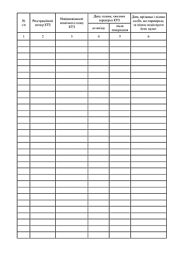 Logbook of operations for checking the technical condition of vehicles by a checkpoint на Printto.ua