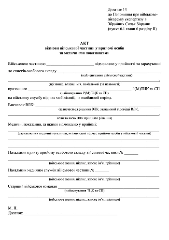 Act of refusal to admit a person for medical reasons | PrintTo: Акт відмови у прийомі особи за медичними показаннями на Printto.ua