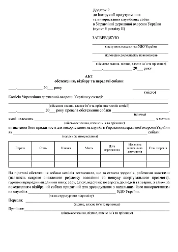 Act of examination, selection and transfer of a dog | PrintTo: Акт обстеження, відбору та передачі собаки на Printto.ua