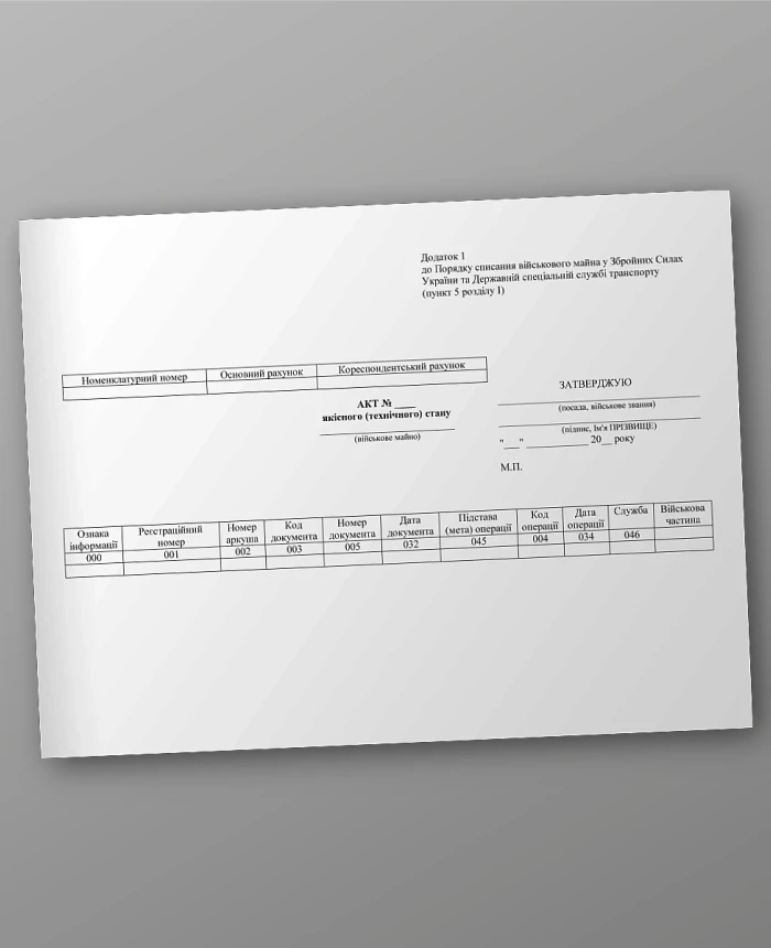 Certificate of qualitative (technical) condition, two sheets | PrintTo:
