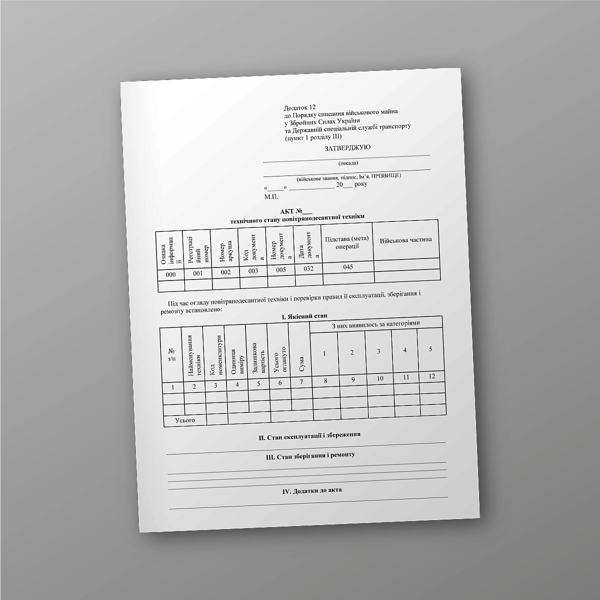 Technical condition report of airborne equipment | PrintTo: