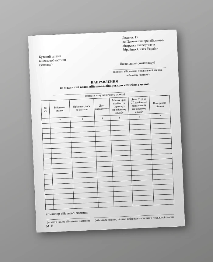Referral for a medical examination by a military medical commission | PrintTo: