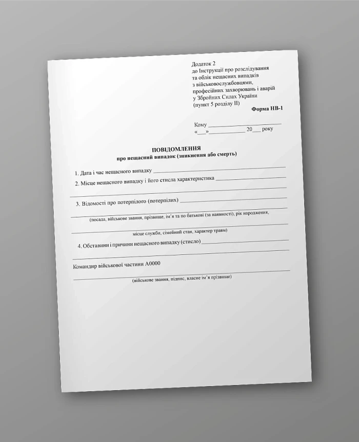 Accident report (disappearance or death) | PrintTo: